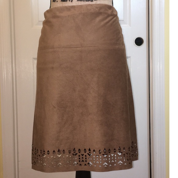new directions Dresses & Skirts - ❤️New Directions Faux Suede Brown Skirt w/ Cutouts